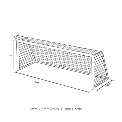 Aoneky Soccer Goal Net - 24 x 8 Ft - Full Size Football Goal Post Netting - NOT Include Posts (24 x 8 Ft - 3 mm Cord) - Image 3