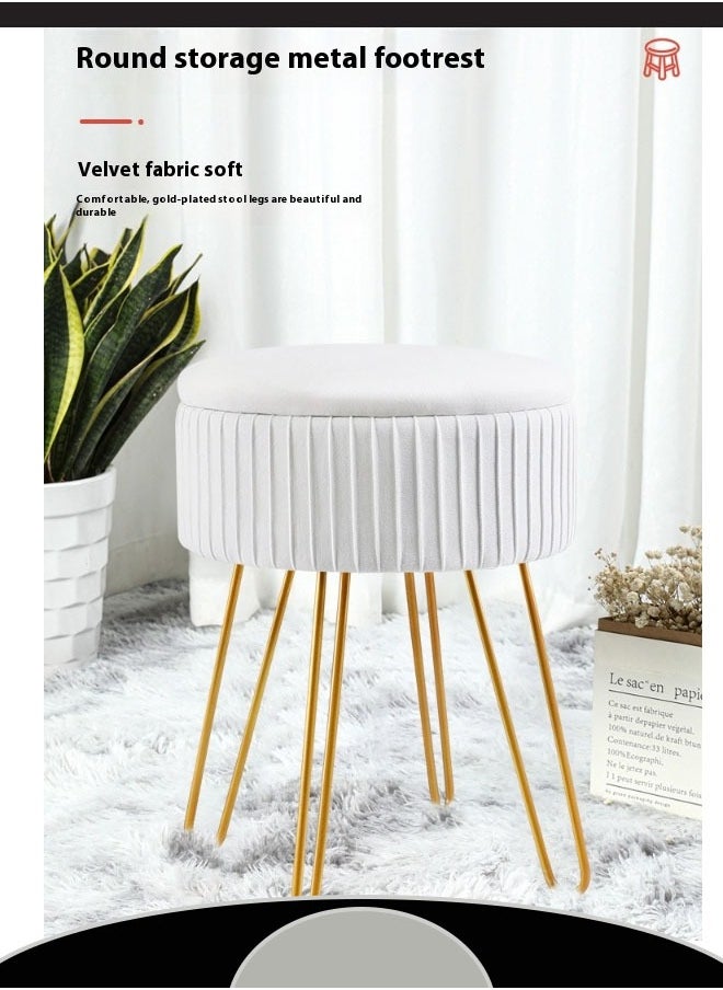 Multifunctional Storage Round Stool, Home Makeup Stool, Simple Portable Storage Box, Removable Load-Bearing Stool, Coffee Table Footstool, Metal Leg Triangular Structure Cushion Stool(White) - pzsku/Z480042395E54499F9BD4Z/45/_/1721632212/e52aab5e-9566-4b03-8ef0-e41aeb5c19ce