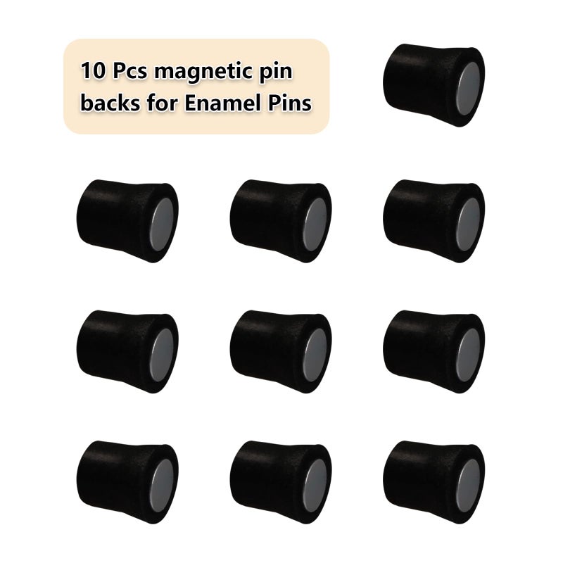 WFCYX 10 Magnetic Pin Backs for Enamel Pins (Black), Converts Pins into Refrigerator Magnets & Put Your Pins on Fridge for Seasonal Decorations and Gifts, Enamel Pins Not Included - Image 2