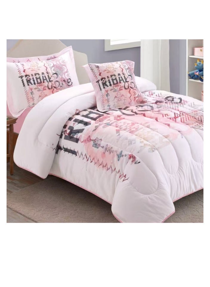 SMART HOME 4 Piece Reversible Plush Medium Quilted Kids Comforter Set Fitted Sheet 130X170cm Fits Single Bed for Boys and Girls Made of 100% Microfiber - Image 4