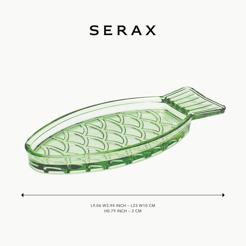 Serax Serving Dish | Fish & Fish Glassware by Paola Navone | Green Serving Tray | Hosting Essentials | Trays for Serving Food - Image 2