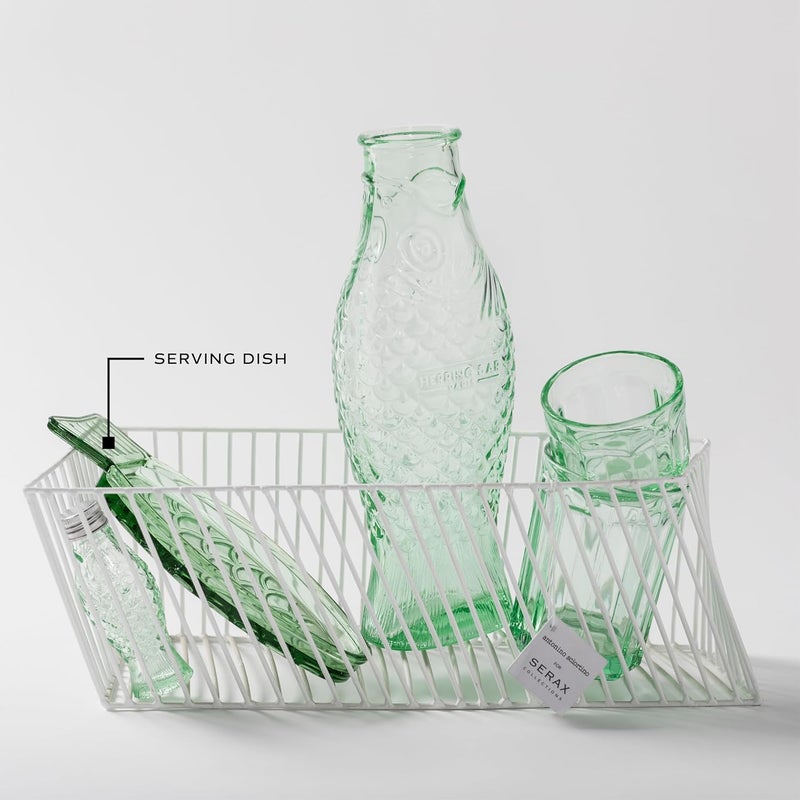 Serax Serving Dish | Fish & Fish Glassware by Paola Navone | Green Serving Tray | Hosting Essentials | Trays for Serving Food - Image 4