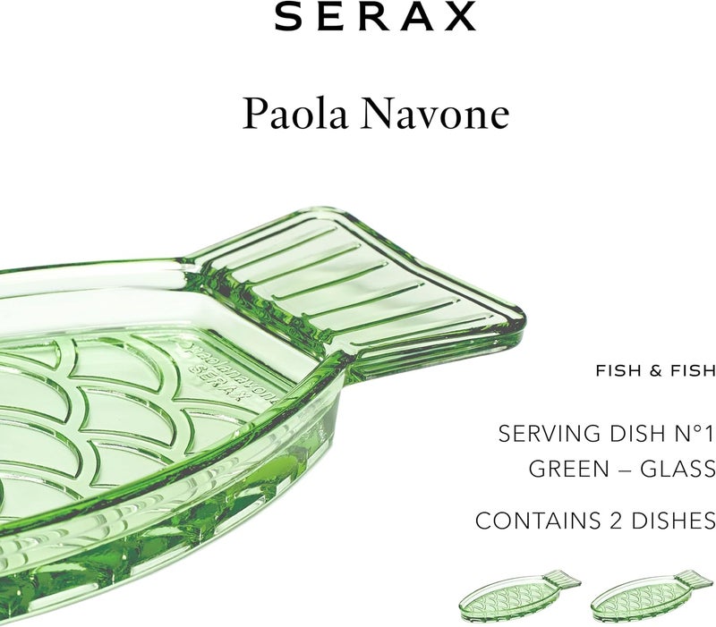 Serax Serving Dish | Fish & Fish Glassware by Paola Navone | Green Serving Tray | Hosting Essentials | Trays for Serving Food - Image 3