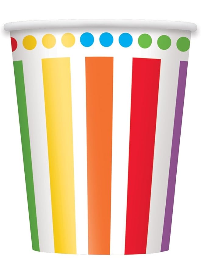 يونيك أكواب مشروبات عيد ميلاد قوس قزح، 8 قطع، سعة 270 مل - Image 1