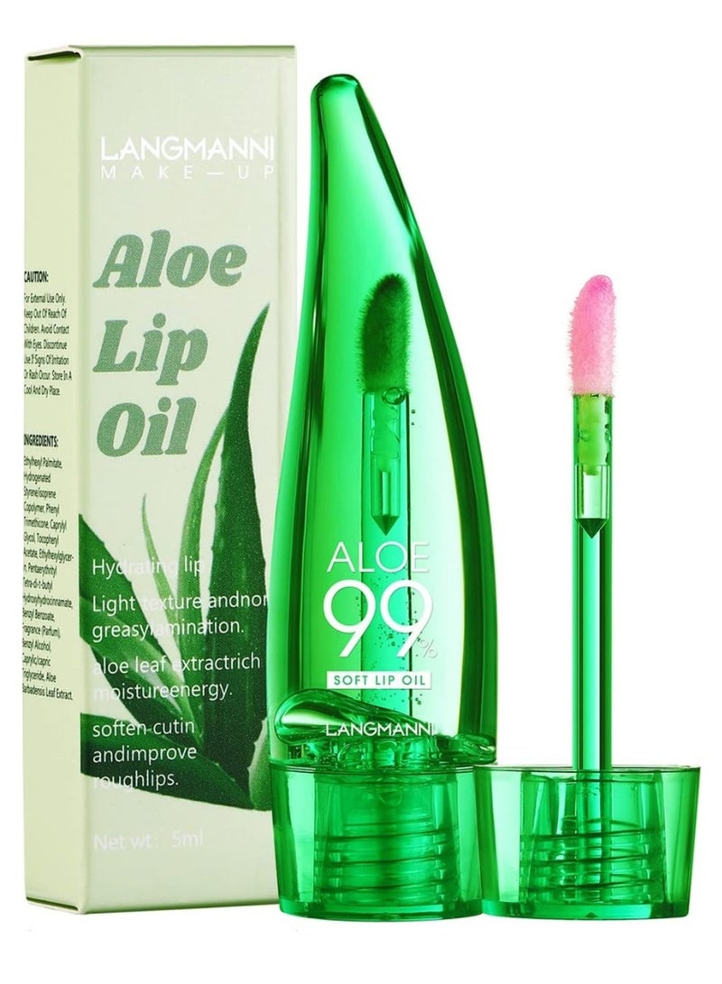 LANGMANNI 2PCS Aloe Vera Lip Oil Magic Color Changing Lipstick Gift Set Long Lasting Nutritious Lip Oil Kit Lips Moisturizer Aloe Vera Lip Stick Color Change Lip Gloss Mood Lipstick Lips Shine Primer Lip Balm  - Image 2
