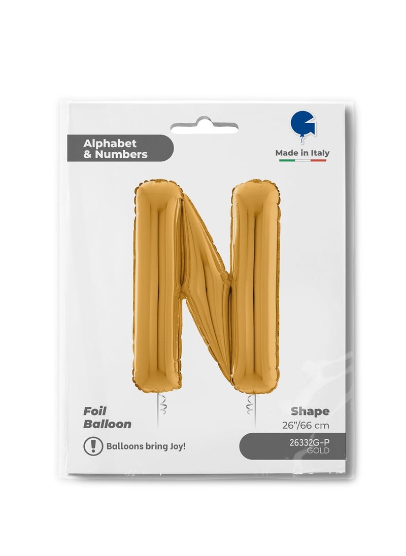 GRABO 26" Foil Balloon Letter N Gold  - Image 2