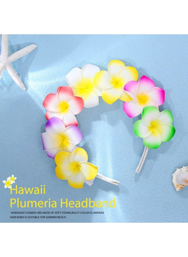 JEAIRTS LED Hawaiian Flower Headband Glowing Plumeria Floral Headpiece Festival Summer Beach Head Band Hawaiin Hair Accessories for Women - Image 4