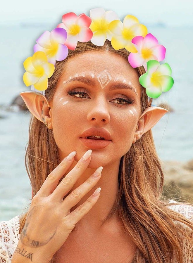 JEAIRTS LED Hawaiian Flower Headband Glowing Plumeria Floral Headpiece Festival Summer Beach Head Band Hawaiin Hair Accessories for Women - Image 5