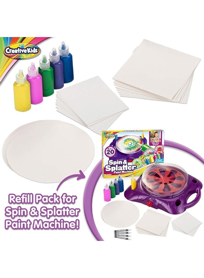 Creative Kids Creative Kids Spin & Paint Refill Pack - 8 x Large Cards - 8 x Small Cards - 4 x Round Cards - 5 Bottles of Colored Paint - Image 1