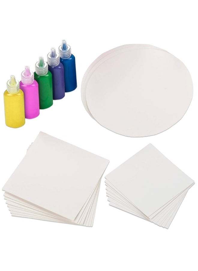Creative Kids Creative Kids Spin & Paint Refill Pack - 8 x Large Cards - 8 x Small Cards - 4 x Round Cards - 5 Bottles of Colored Paint - Image 3