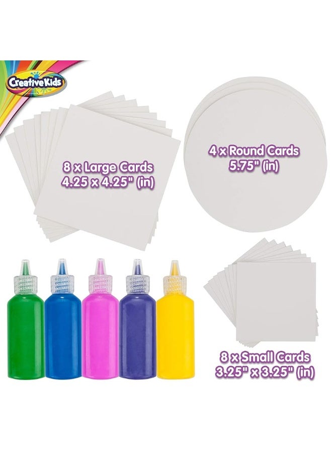 Creative Kids Creative Kids Spin & Paint Refill Pack - 8 x Large Cards - 8 x Small Cards - 4 x Round Cards - 5 Bottles of Colored Paint - Image 5
