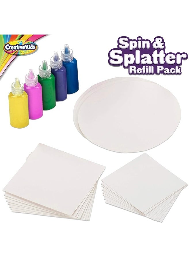 Creative Kids Creative Kids Spin & Paint Refill Pack - 8 x Large Cards - 8 x Small Cards - 4 x Round Cards - 5 Bottles of Colored Paint - Image 2