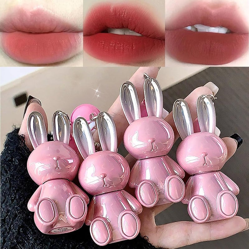 Skynest 3 Colors Matte Liquid Lipstick Cute Rabbit Key Chain Lip Gloss Lightweight Matte Finish Lip Stain Full Coverage Korean Makeup for Girls156 - Image 3