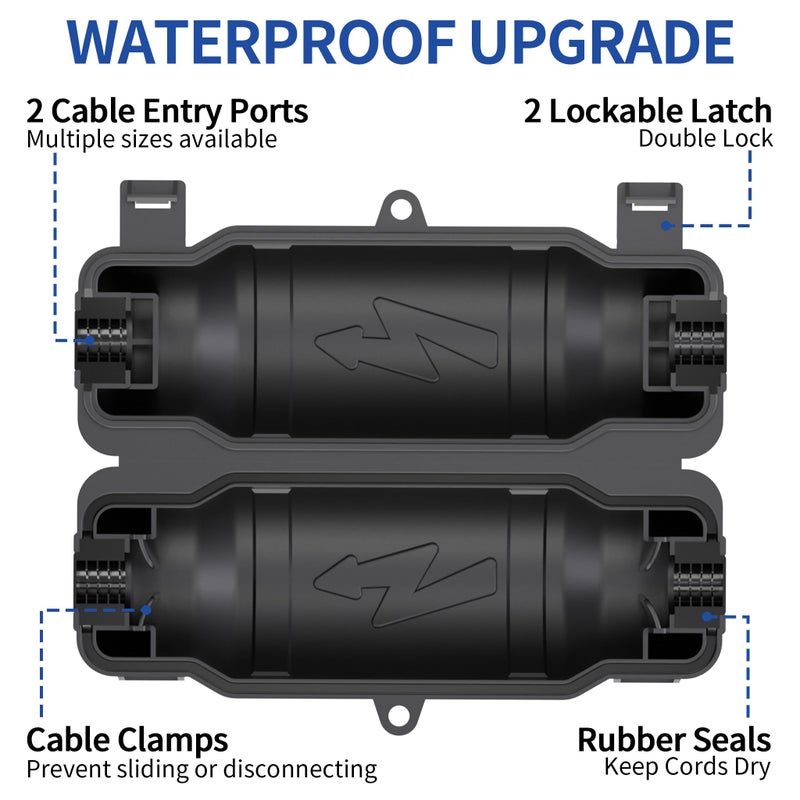 Cismorvex 3 Pack Outdoor Extension Cord Safety Cover with Waterproof Seal IP54 Water-Resistant, Weatherproof Electrical Connection Box with 2 Latches, Plug, Socket, Holiday Decoration Light, Black - Image 3