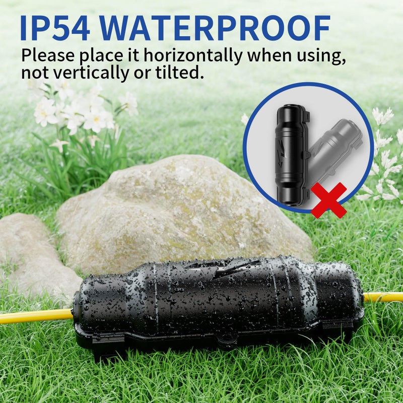 Cismorvex 3 Pack Outdoor Extension Cord Safety Cover with Waterproof Seal IP54 Water-Resistant, Weatherproof Electrical Connection Box with 2 Latches, Plug, Socket, Holiday Decoration Light, Black - Image 5
