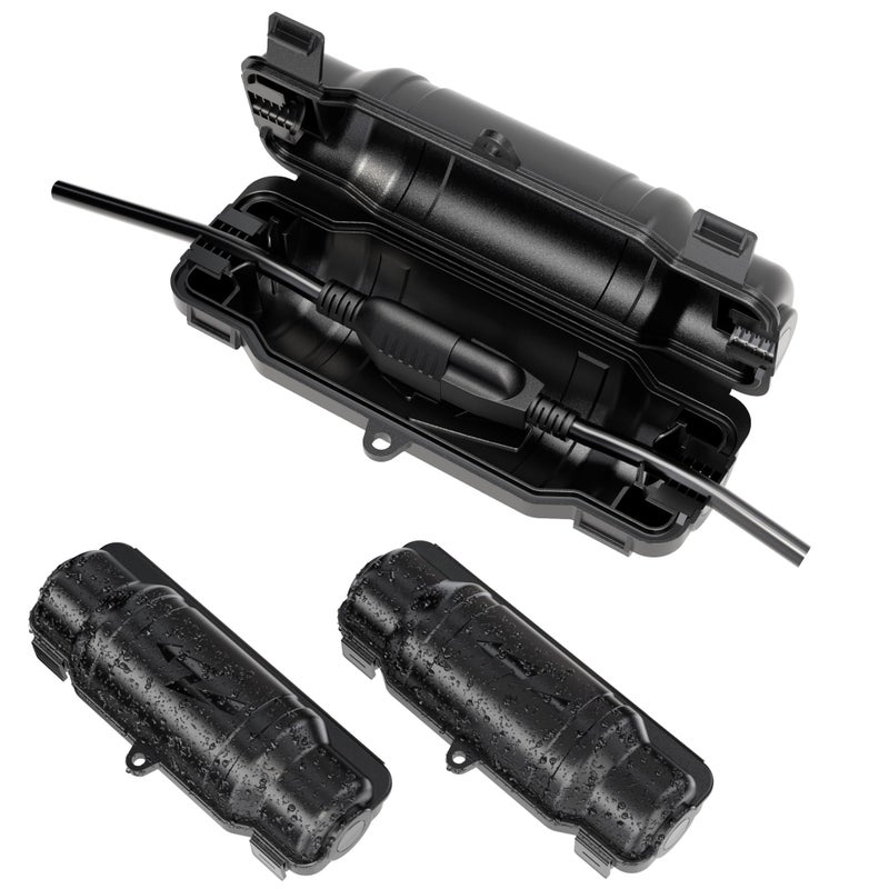 Cismorvex 3 Pack Outdoor Extension Cord Safety Cover with Waterproof Seal IP54 Water-Resistant, Weatherproof Electrical Connection Box with 2 Latches, Plug, Socket, Holiday Decoration Light, Black - Image 1
