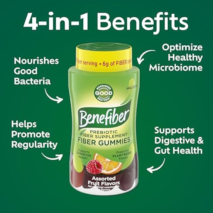 Benefiber Prebiotic GLP-1 Friendly Fiber Supplement Gummies for Digestive Health, Assorted Fruit Flavor - 81 Count - Image 2