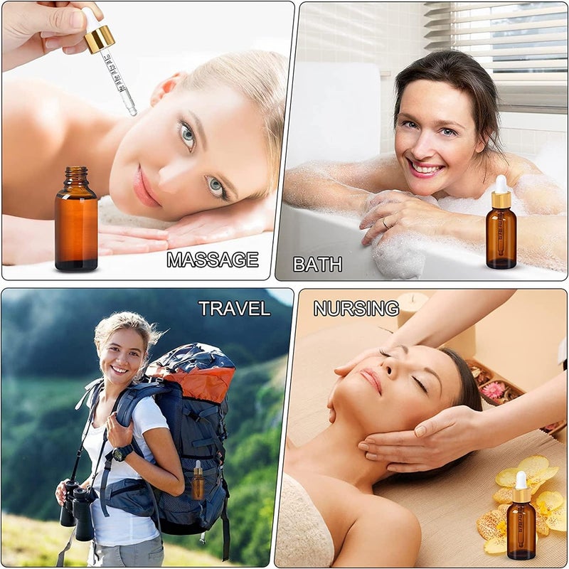 6 Pack Glass Bottles for Essential Oils with Glass Eye Dropper 30ml (1oz) for Essential Oils, Aromatherapy, E-liquid, Chemistry Lab Chemicals, Colognes & Perfumes (Amber) - Image 5