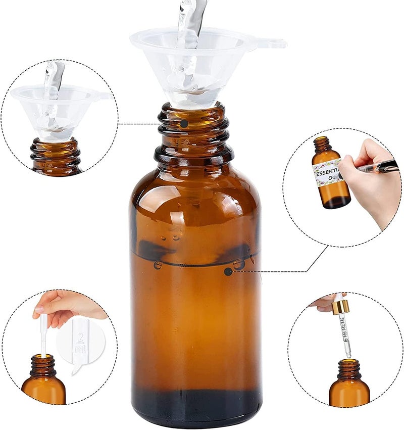 6 Pack Glass Bottles for Essential Oils with Glass Eye Dropper 30ml (1oz) for Essential Oils, Aromatherapy, E-liquid, Chemistry Lab Chemicals, Colognes & Perfumes (Amber) - Image 2