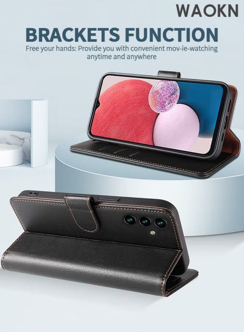Fuxin Case For Samsung A55 5G Wallet Case, Flip Wallet Case with Kickstand RFID Blocking Credit Card Holder Full Protection Magnetic Case Compatible RFID Blocking Magnetic Card Folio Cover, Luxury Leather Flip  Case,Black. - Image 4