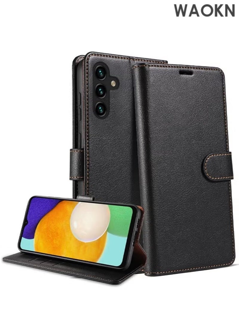 Fuxin Case For Samsung A55 5G Wallet Case, Flip Wallet Case with Kickstand RFID Blocking Credit Card Holder Full Protection Magnetic Case Compatible RFID Blocking Magnetic Card Folio Cover, Luxury Leather Flip  Case,Black. - Image 1