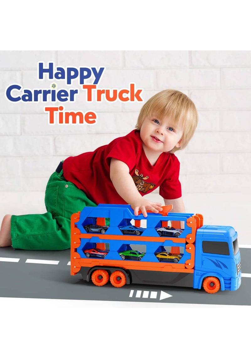XiuWoo Race Track Truck Toys for 2-4 Year Old Boys Birthday Gifts, 65 Inch Folded Transport Carrier Trucks for Kids, Racing Cars Toy Gifts for Toddlers  - Image 4