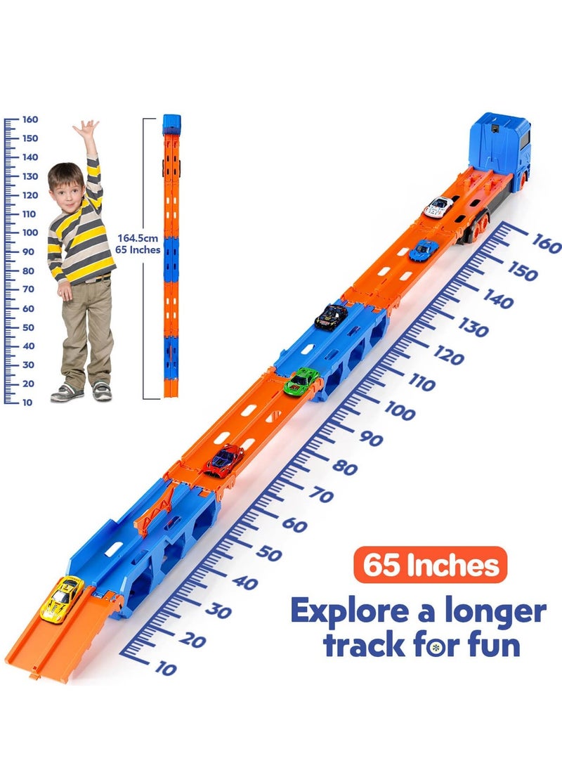 XiuWoo Race Track Truck Toys for 2-4 Year Old Boys Birthday Gifts, 65 Inch Folded Transport Carrier Trucks for Kids, Racing Cars Toy Gifts for Toddlers  - Image 5