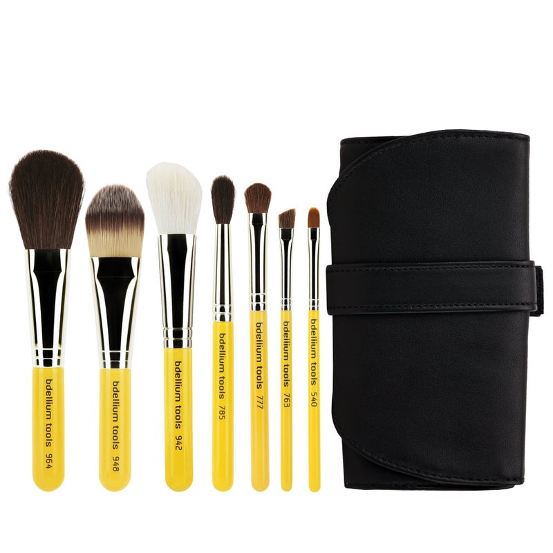 Bdellium Tools Professional Makeup Travel Line Basic 7pc. Brush Set with Roll-Up Pouch - Image 1