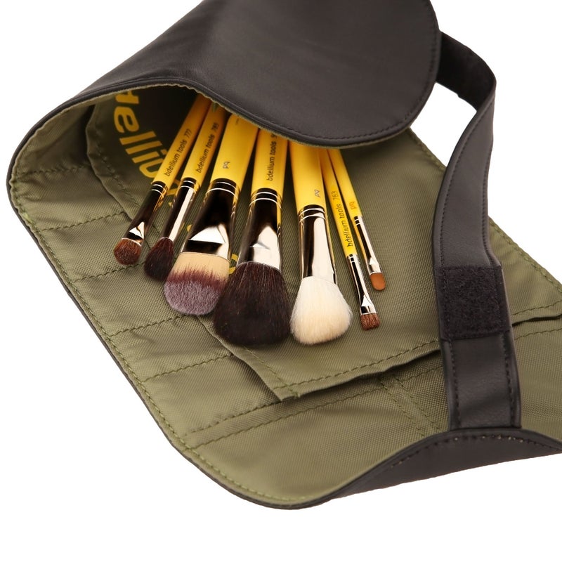 Bdellium Tools Professional Makeup Travel Line Basic 7pc. Brush Set with Roll-Up Pouch - Image 5