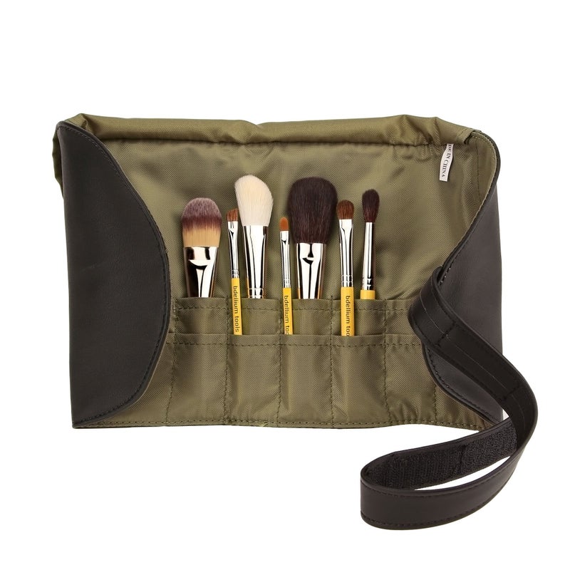 Bdellium Tools Professional Makeup Travel Line Basic 7pc. Brush Set with Roll-Up Pouch - Image 3