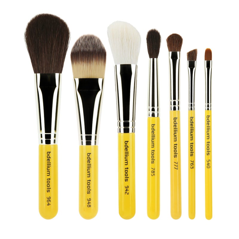 Bdellium Tools Professional Makeup Travel Line Basic 7pc. Brush Set with Roll-Up Pouch - Image 2