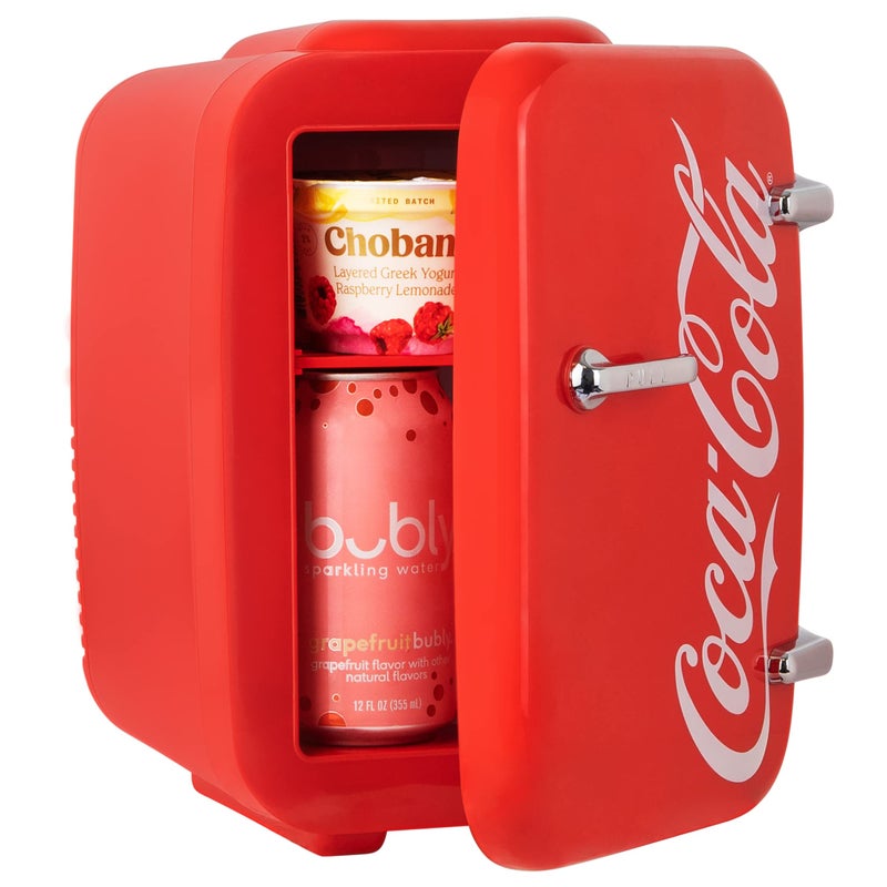 Cooluli Retro Coca-Cola Mini Fridge for Bedroom - Car, Office Desk & College Dorm Room - 4L/6 Can 12V Portable Cooler & Warmer for Food, Drinks & Skincare - AC/DC and Exclusive USB Option (Coke, Red) - Image 2