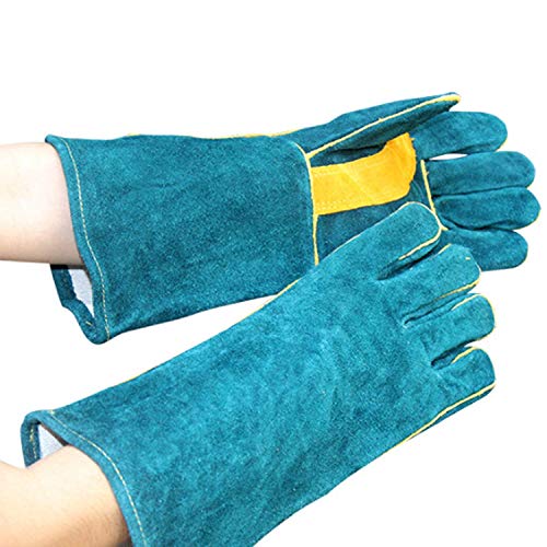 Jupiter Industries Animal Handling Leather Gloves Kevlar Gauntlet for Saftey Against Cats, Dogs, Reptile, Birds, Snakes (18 inches - (Pack of 1 Pair), Green-Yellow) - Image 3
