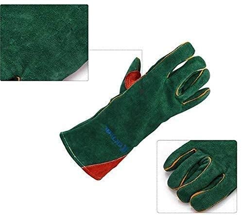 Jupiter Industries Animal Handling Leather Gloves Kevlar Gauntlet for Saftey Against Cats, Dogs, Reptile, Birds, Snakes (18 inches - (Pack of 1 Pair), Green-Yellow) - Image 5