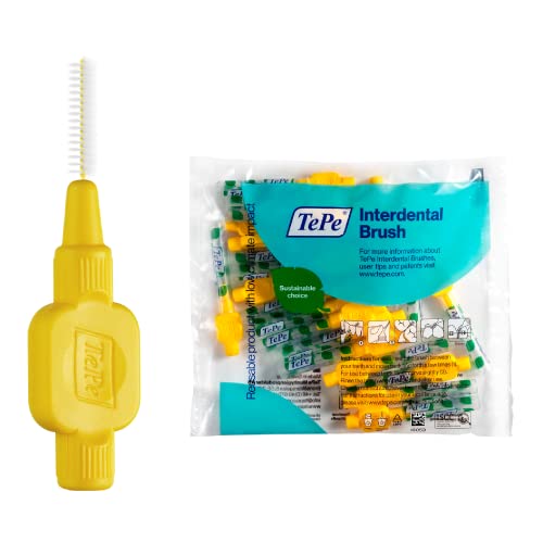 TePe Interdental Brush Original Soft Dental Brush for Teeth Cleaning Pack of 20 07 mm Medium Gaps Yellow Size 4