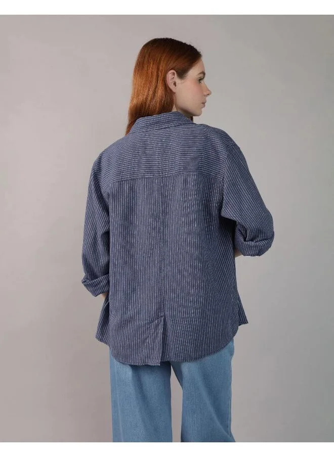 امريكان ايجل AE Weekend Vibes Long-Sleeve Button-Up Shirt