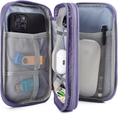 CAOODKDK Electronic Organizer Travel Cable Accessories Bag, Electronic Organizer Case, Electronic Accessories Organizer Bag for Power Bank, Charging Cords, Chargers, Mouse, USB Cable, Earphones (Purple) - Image 3