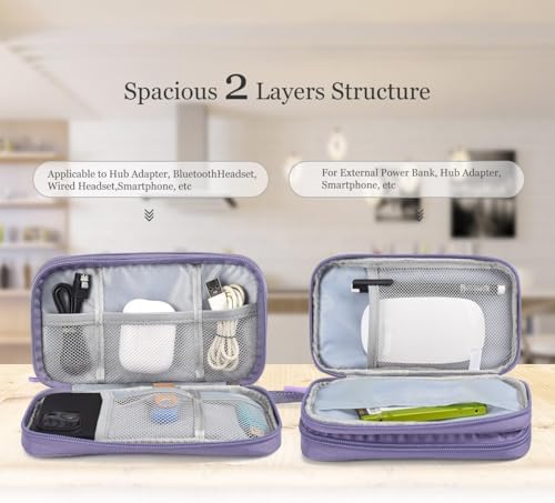 CAOODKDK Electronic Organizer Travel Cable Accessories Bag, Electronic Organizer Case, Electronic Accessories Organizer Bag for Power Bank, Charging Cords, Chargers, Mouse, USB Cable, Earphones (Purple) - Image 4