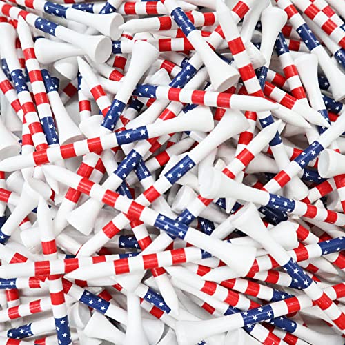 FINGER TEN Golf Tees Wood 3 14 2 34 Inch Value 50120 Count Durable Tees with Bright Colored Stripes for Consistent Height 70mm 83mm Long Tees Ideal for Golfers USA Flag 2 34 Inch50 Pack - Image 1