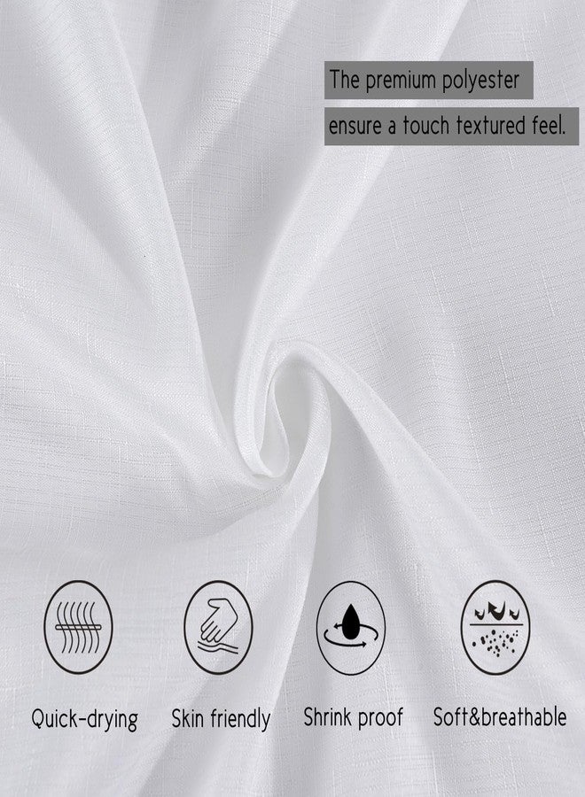 Hi -G HIG Chic Scallop Edge Shower Curtain - Modern Decorative Coastal Bathroom Curtain for Home Decor,White and Gray Elegant Minimalist Textured Cloth Bath Curtain, 72x72 Inch - Image 5