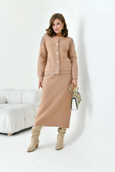 Garmi Women's Sleeve Detailed Two Piece Set Biscuit