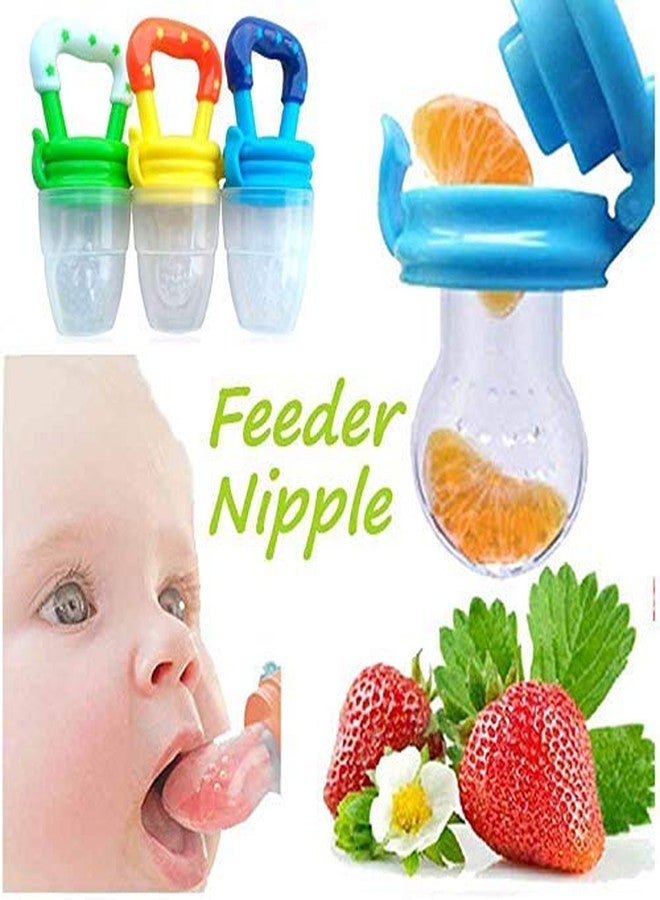 ROFORUF Baby Fruit Feeder Pacifier | Silicone Food Feeder & Teether for Babies | BPA-Free Fruit Nibbler with Textured Silicone Pouch | Gum Soothing Teething Toy for 6-12 Months Infants (FF Blue & Green pk-2) - Image 4