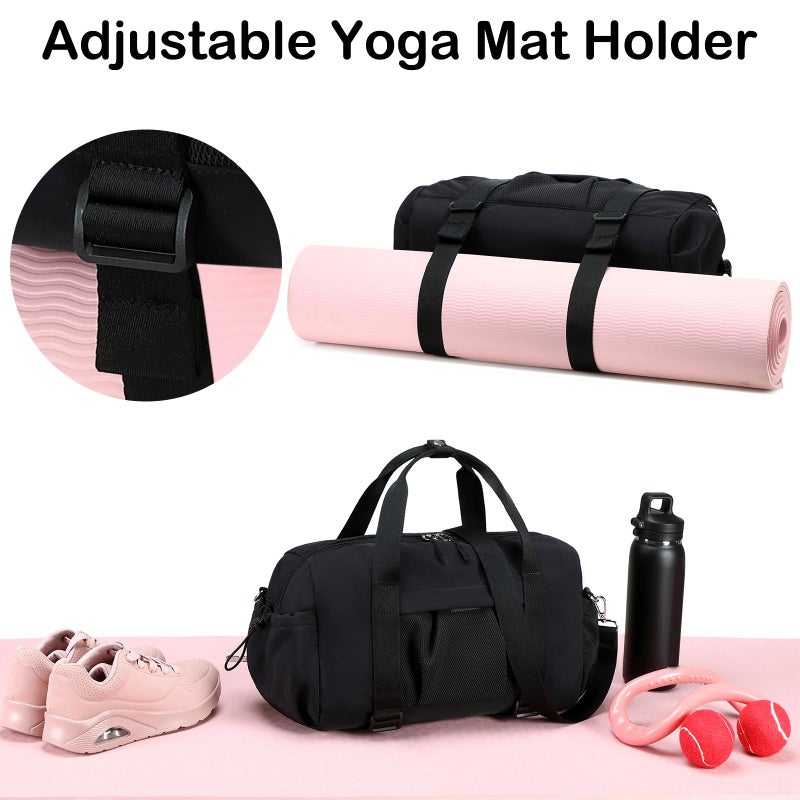 LEDAOU Small Gym Bag for Women, Mini Duffle Bag with Yoga Mat Holder Lightweight Carry On Sports Bag with Separate Shoe Pocket and Wet Pocket Duffel Bags Dance Yoga Workout Bag - Image 2