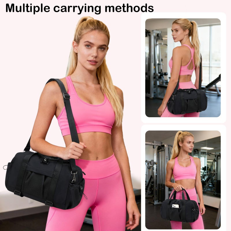 LEDAOU Small Gym Bag for Women, Mini Duffle Bag with Yoga Mat Holder Lightweight Carry On Sports Bag with Separate Shoe Pocket and Wet Pocket Duffel Bags Dance Yoga Workout Bag - Image 3