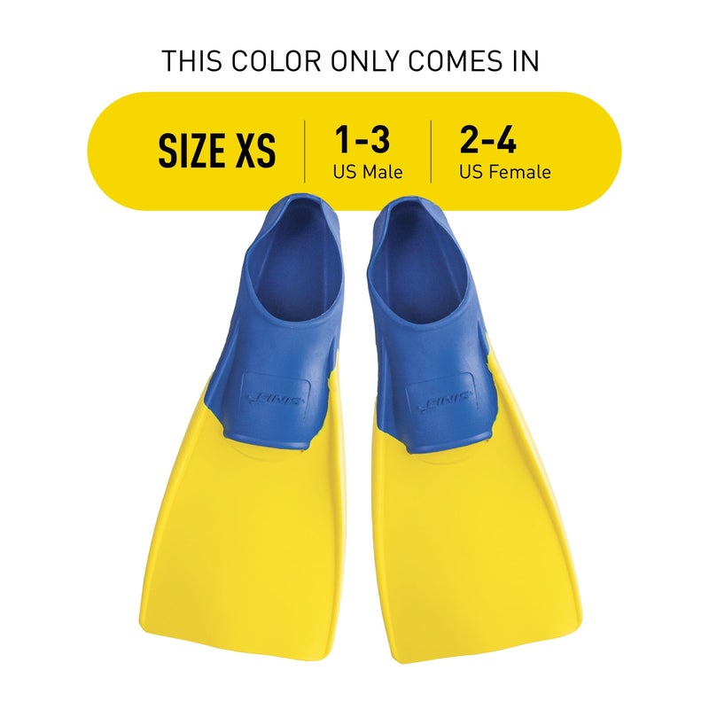 FINIS Long Floating Fins , Blue/Yellow, XS (US Male 1-3 / US Female 2-4) (1.05.037.03) - Image 2