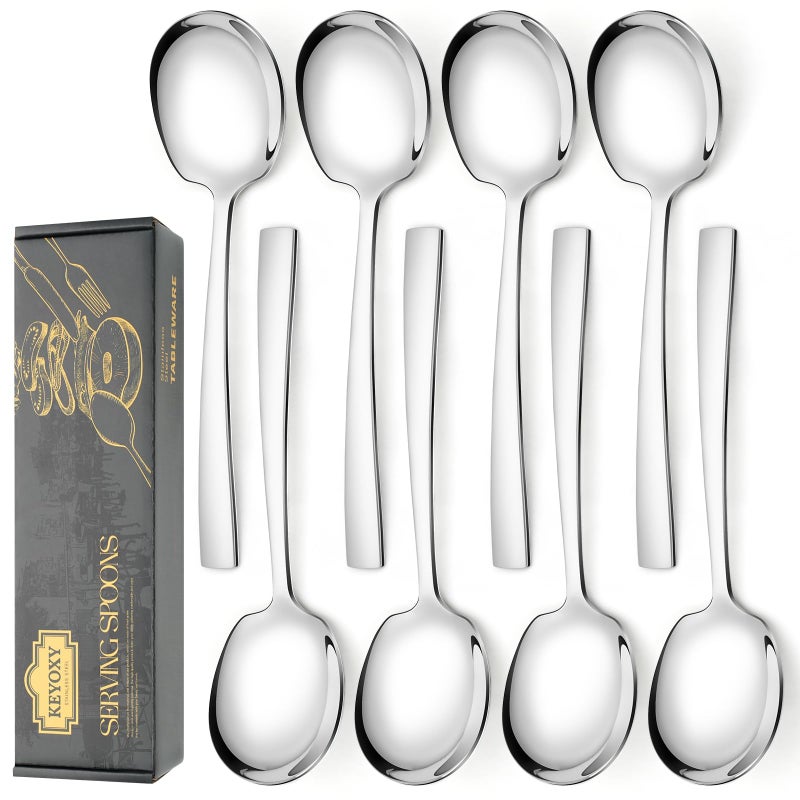 Keyoxy 8 Piece Stainless Steel Serving Spoons Set  8 Large Spoons 92Inch Dishwasher Safe for PartiesKitchenBuffetCatering