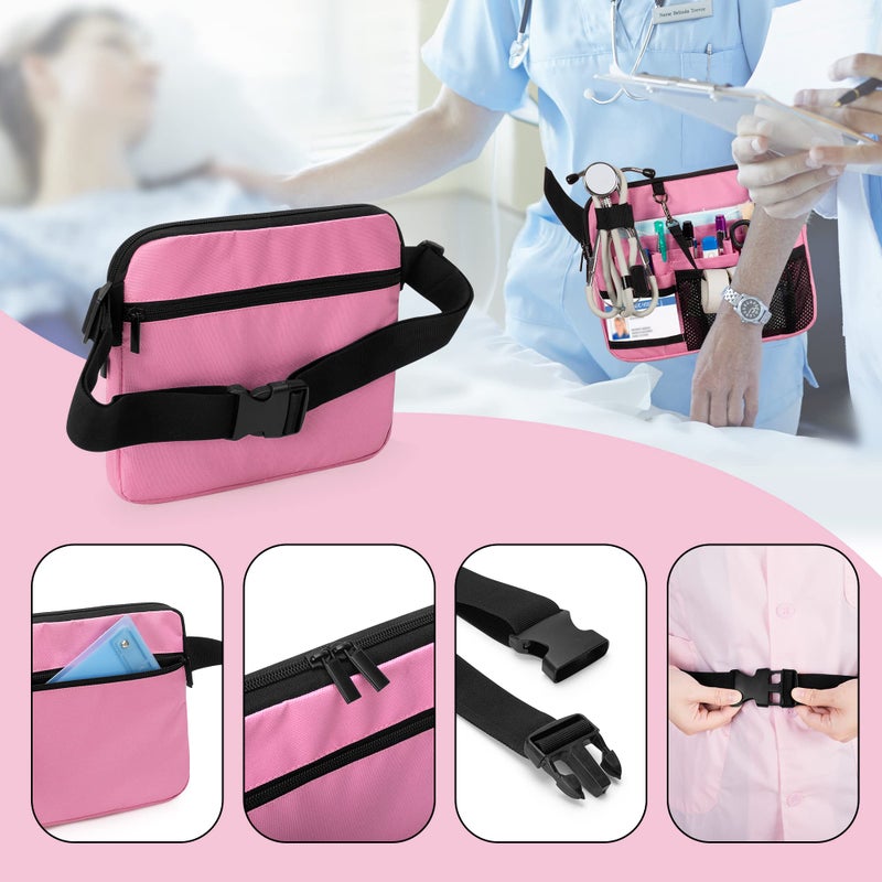 Damero Nurse Fanny Pack with Medical Gear Pockets, Nurse Waist Pouch Nurse Tool Belt with Tape Holder for Stethoscopes, Bandage Scissors and Other Medical Supplies, Pink - Image 4
