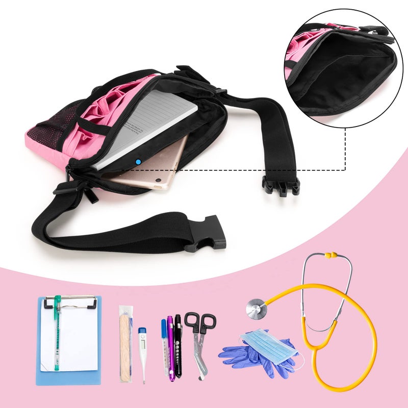 Damero Nurse Fanny Pack with Medical Gear Pockets, Nurse Waist Pouch Nurse Tool Belt with Tape Holder for Stethoscopes, Bandage Scissors and Other Medical Supplies, Pink - Image 3