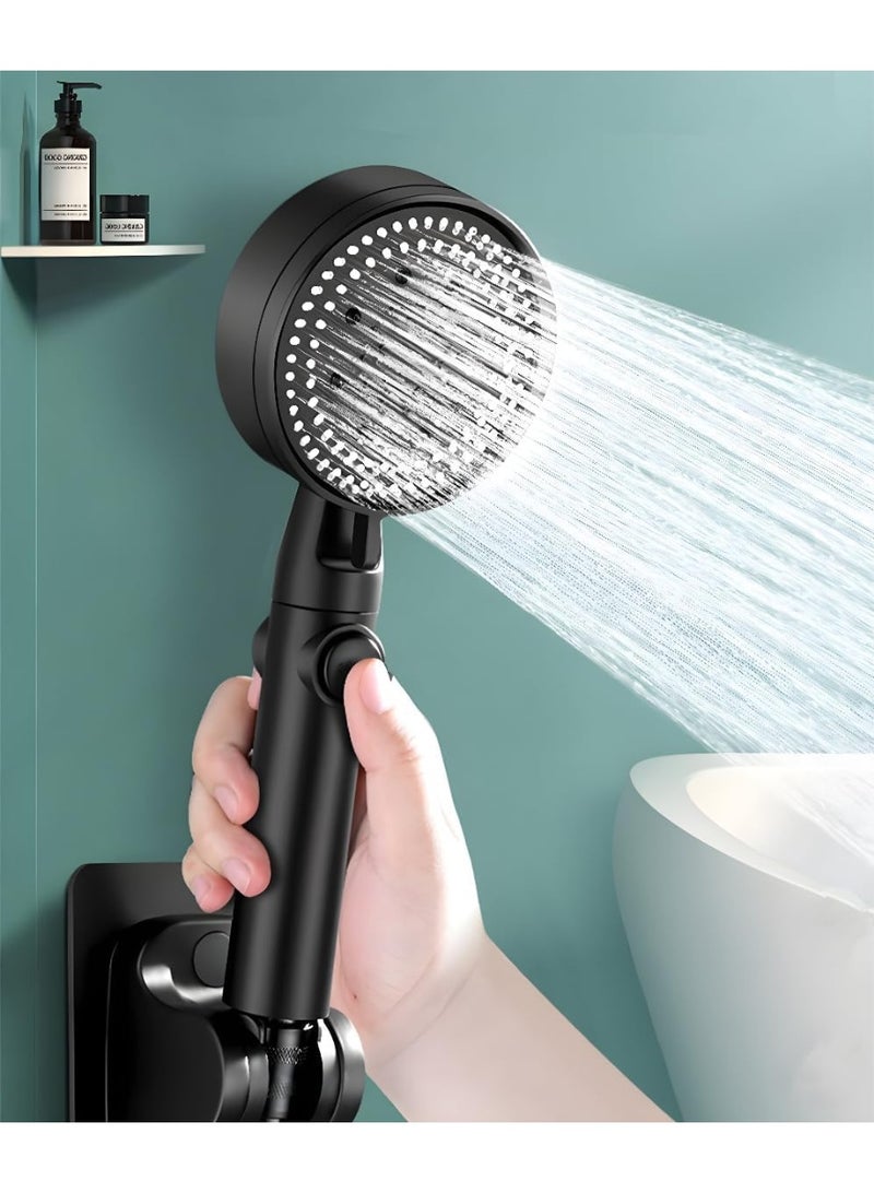 Alruht High Pressure Shower Heads 5-Speed Adjustment, Hand Held Shower Head With Hose, One-Touch Switch Bathroom Shower Nozzle-Easy to Install Filtered Booster Hand Shower (Black) - Image 1
