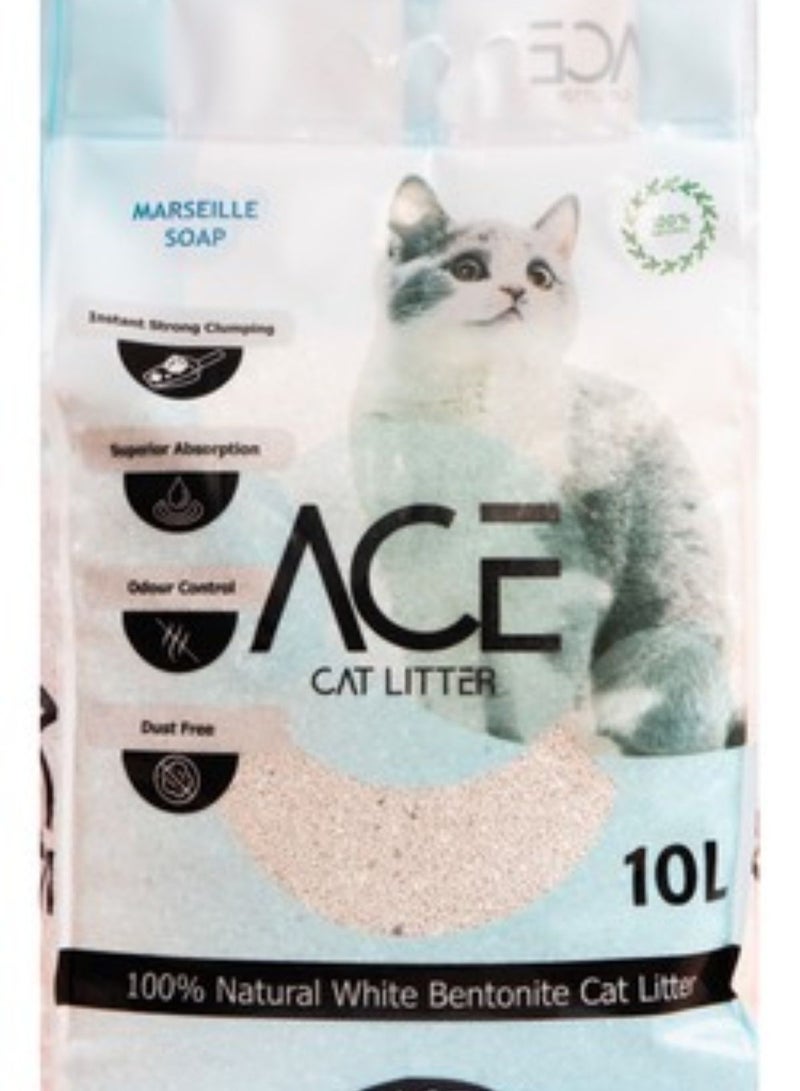 Ace White Bentonite Clumping Cat Litter Maresille Soap Scent 10 L